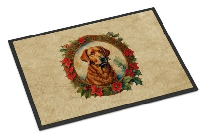 NEW Chesapeake Bay Retriever Christmas Flowers Doormat Front Door Mat Indoor Outdoor Rugs for Entryway, Non Slip Washable Low Pile, 18H X 27W