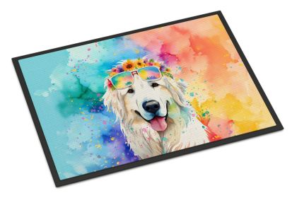 NEW Great Pyrenees Hippie Dawg Doormat Front Door Mat Indoor Outdoor Rugs for Entryway, Non Slip Washable Low Pile, 18H X 27W