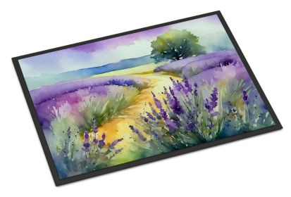 NEW Lavender in Watercolor Doormat Front Door Mat Indoor Outdoor Rugs for Entryway, Non Slip Washable Low Pile, 18H X 27W