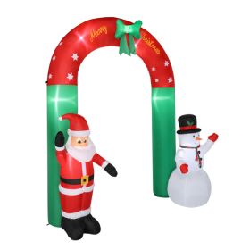 8ft Snowman With Santa Claus, 7 Lights, Inflatable Design, Holiday Arch Decoration (Option: 8ft)