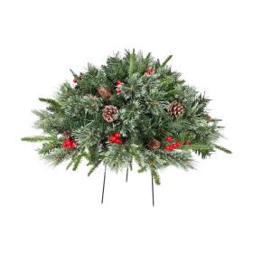2FT Outdoor Artificial Christmas Tree Urn Filler, 24 Inch Small Xmas Tree With Pine Cones And Red Berries, Full Pre-Decorated Unlit Holiday Tree (Option: 20inch)