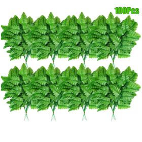 Artificial Fern Leaves Stem Green Cemetery Leaf Picks Wedding Flower Arrangements (Option: Light Green)