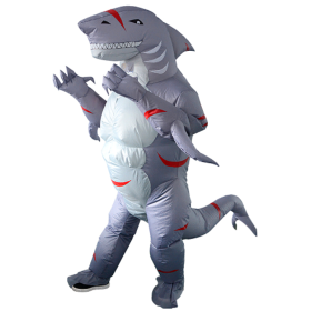 Inflatable Shark Costume Blow Up Jaws Jumpsuit Fancy Dress Funny Carcharias Suit--Only Supports Self-pickup. (Option: Gray)
