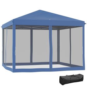 Outsunny 10' X10' Pop Up Canopy Tent With Netting, Instant Gazebo, Ez Up Screen House Room With Car (Color: Blue)