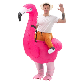 Inflatable Flamingo Costume Women Fancy Dress Air Blow Up Party Dress Christmas Carry Halloween Cosplay Gift, Adult, Rose, Free Size-Only Support (Color: Pink)