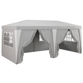 Outsunny 19 X 10' Pop Up Canopy Tent With 6 Removable Sidewalls, 4 Windows, Large Ez Up Canopy With (Option: Gray)