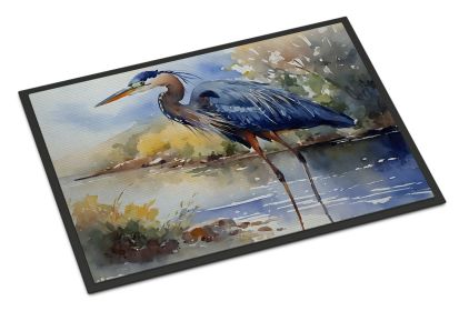 NEW Blue Heron Doormat Front Door Mat Indoor Outdoor Rugs for Entryway, Non Slip Washable Low Pile, 18H X 27W (Default: Default)