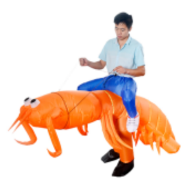 Inflatable Costume Orange Shrimp Blow Up Costume Fancy Dress Halloween Jumpsuit Cosplay Outfit-Only Supports Self-pickup. (Option: Pipi shrimp)
