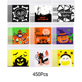 450 Pcs Halloween Cellophane Treat Bags Self-sealing Clear Candy Cookie Bags Pumpkin Ghost Black Cat Skull Trick Or Treat Bags For Halloween Birt (Option: 450pcs)